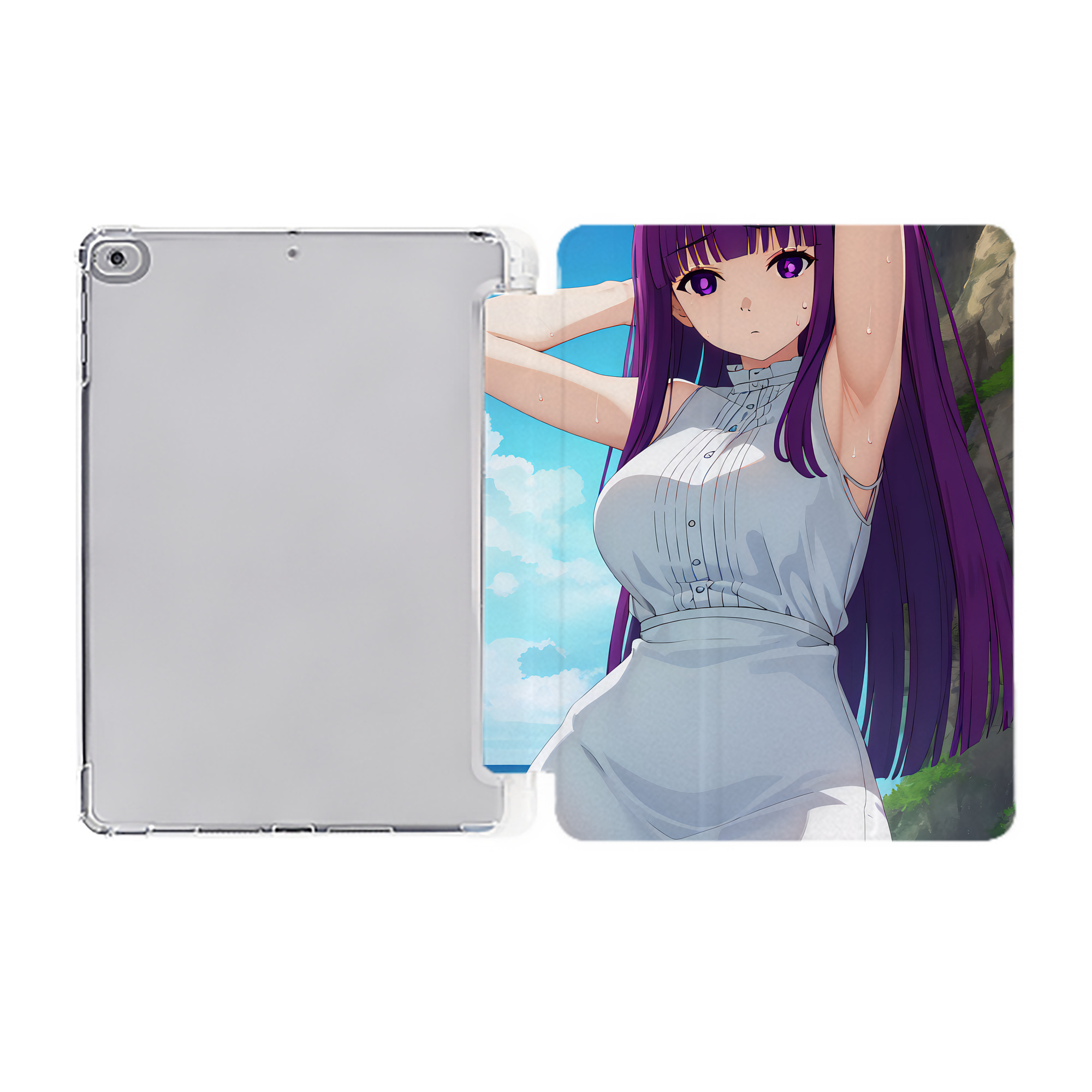 （画像用） 葬送のフリーレン Frieren IPad ケース ペン収納付き 三つ折りスタンド PUレザー×シリコン 対応機種9.5/10.5/10.9インチ